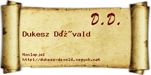 Dukesz Dévald névjegykártya